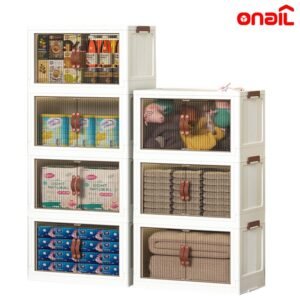 ONAIL Foldable Storage Bins 128QT with Lid, Magnetic Doors & Lockable Wheels, Stackable storage Boxes for Living Room, Office, Kitchen, Dorm